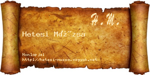 Hetesi Múzsa névjegykártya